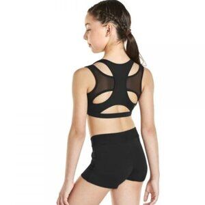 Black Racer Back Mesh Crop Top